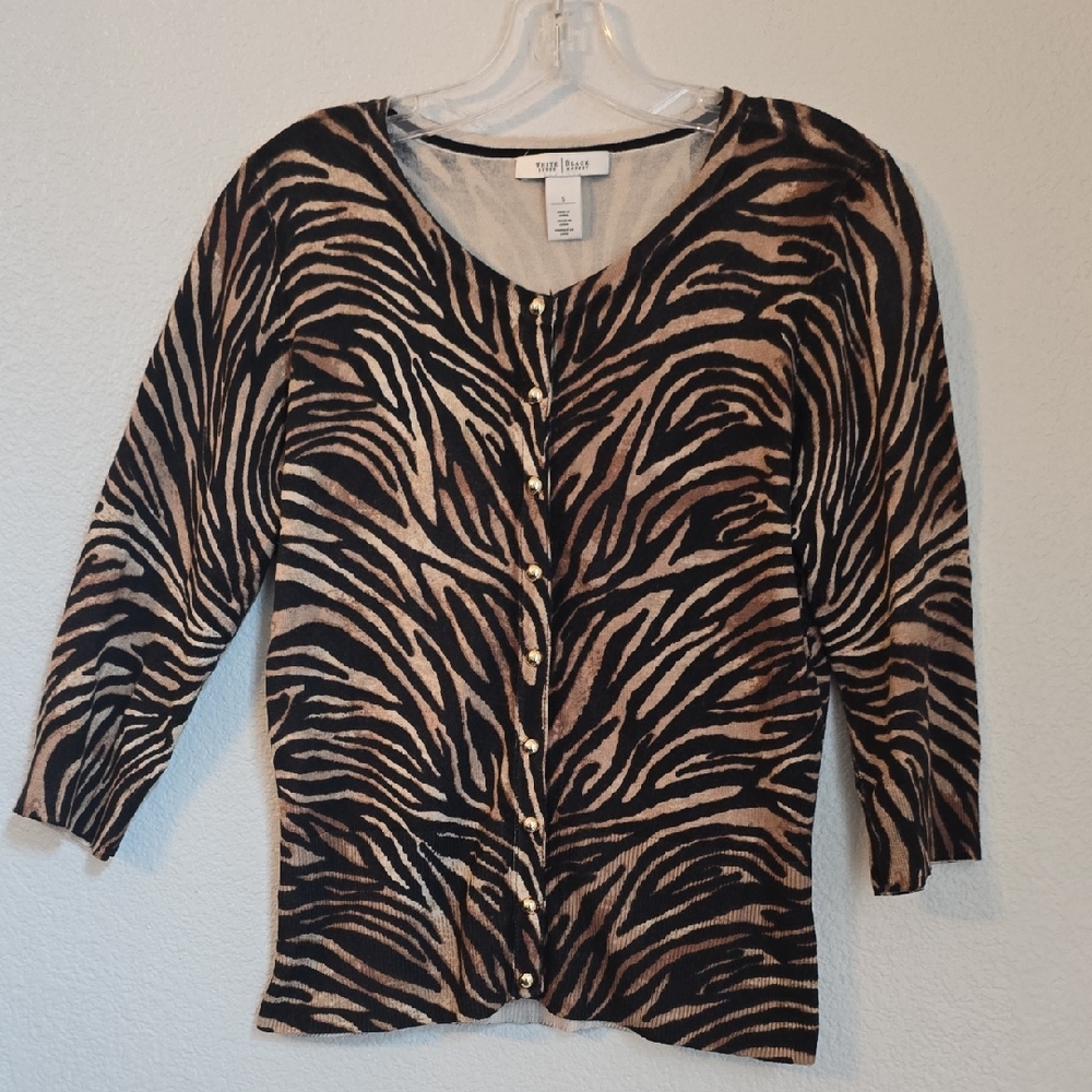 White House Black Market Animal Print Cardigan Sz S